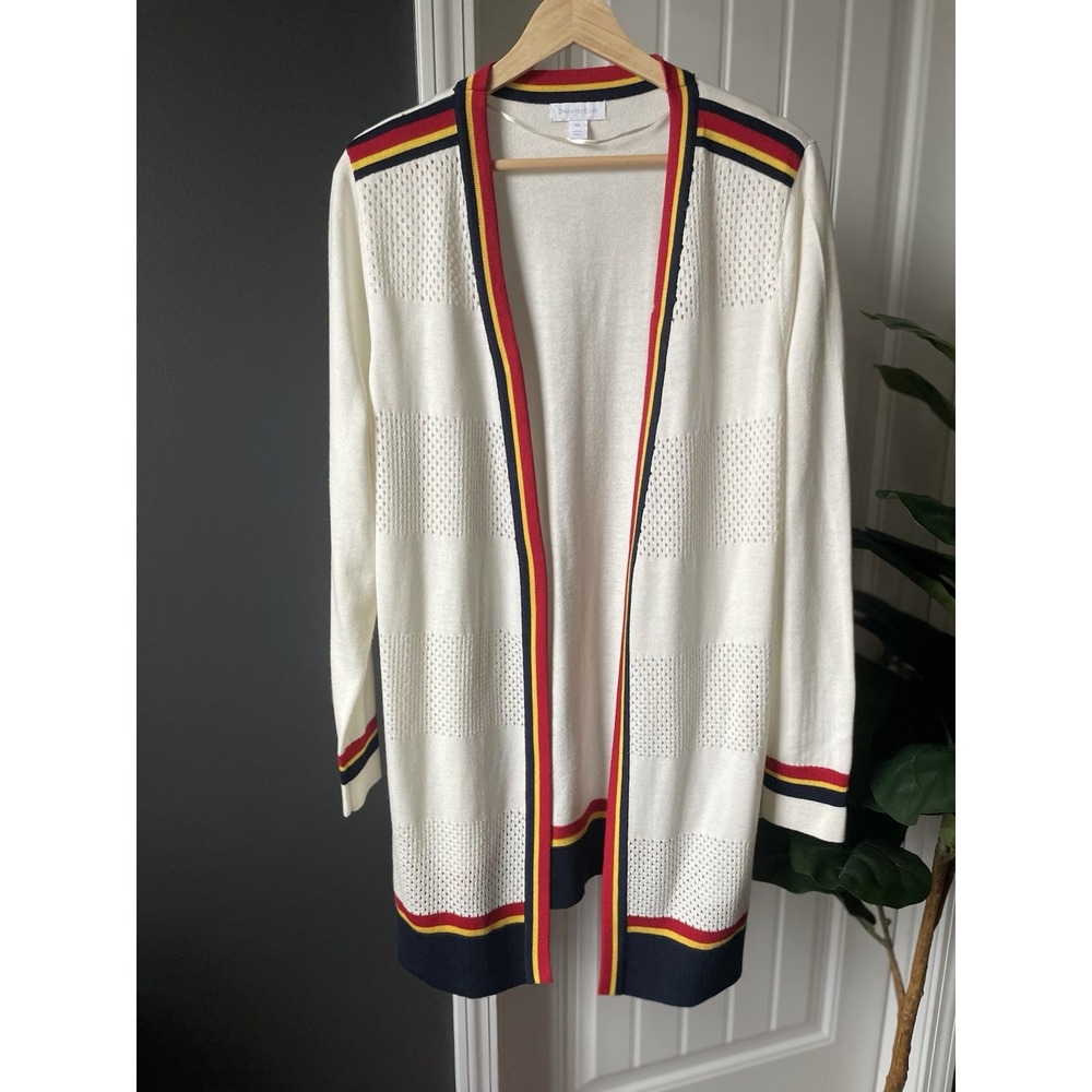 Charter Club Varsity Cardigan Women's XXL Open-front Sweater Classic Preppy